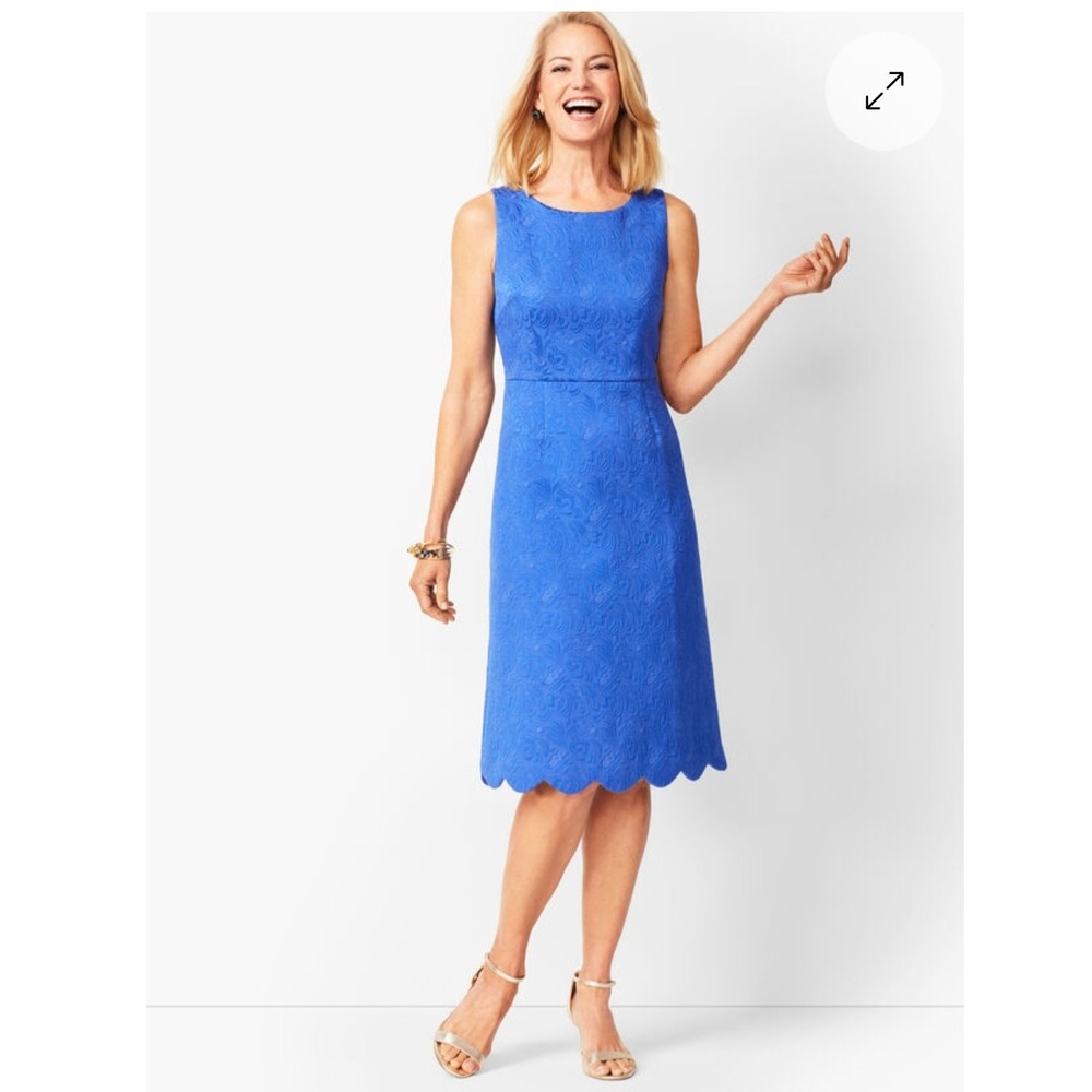 Rsvp by Talbots Floral Matelasse Scalloped Hem Dress Size 14P NWT